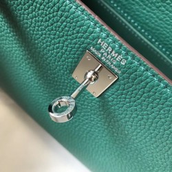 Hermes Mini Kelly 20cm Bag In Malachite Clemence Leather