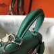 Hermes Mini Kelly 20cm Bag In Malachite Clemence Leather