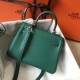 Hermes Mini Kelly 20cm Bag In Malachite Clemence Leather