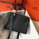 Hermes Mini Kelly 20cm Bag In Black Clemence Leather