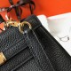 Hermes Mini Kelly 20cm Bag In Black Clemence Leather