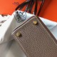 Hermes Mini Kelly 20cm Bag In Taupe Clemence Leather