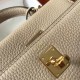 Hermes Mini Kelly 20cm Bag In Beige Clemence Leather