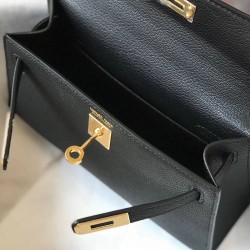 Hermes Kelly Mini II Bag In Black Epsom Leather