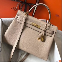 Hermes Kelly 32cm Retourne Bag In Argile Clemence Leather