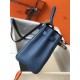 Hermes Kelly 32cm Retourne Bag In Blue Agate Clemence Leather