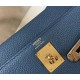 Hermes Kelly 32cm Retourne Bag In Blue Agate Clemence Leather