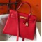 Hermes Kelly 32cm Retourne Bag In Red Clemence Leather