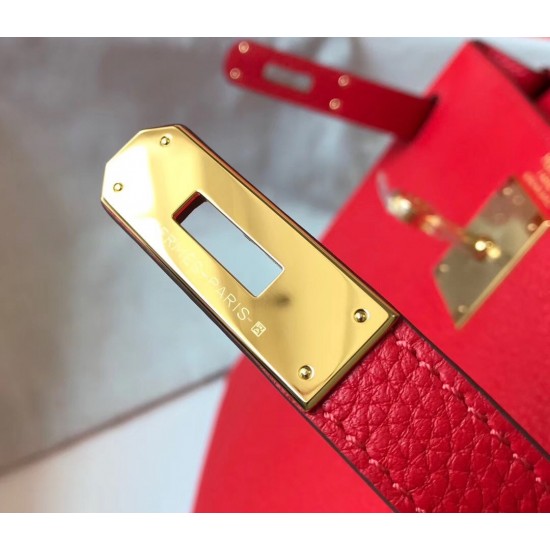 Hermes Kelly 32cm Retourne Bag In Red Clemence Leather