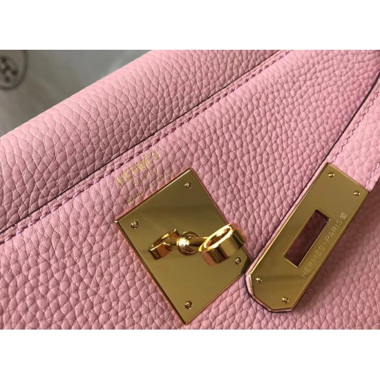 Hermes Kelly 32cm Retourne Bag In Pink Clemence Leather