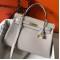 Hermes Kelly 32cm Retourne Bag In Pearl Grey Clemence Leather