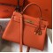 Hermes Kelly 32cm Retourne Bag In Orange Clemence Leather