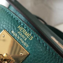 Hermes Kelly 32cm Retourne Bag In Malachite Clemence Leather