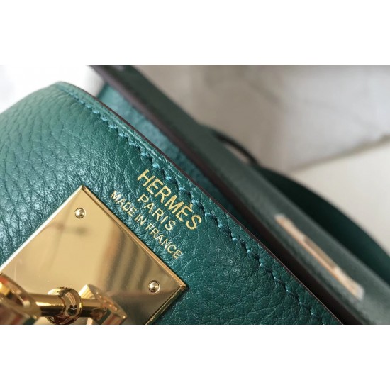 Hermes Kelly 32cm Retourne Bag In Malachite Clemence Leather