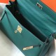 Hermes Kelly 32cm Retourne Bag In Malachite Clemence Leather