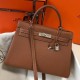 Hermes Kelly 32cm Retourne Bag In Gold Clemence Leather