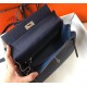 Hermes Kelly 32cm Retourne Bag In Navy Blue Clemence Leather