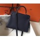 Hermes Kelly 32cm Retourne Bag In Navy Blue Clemence Leather