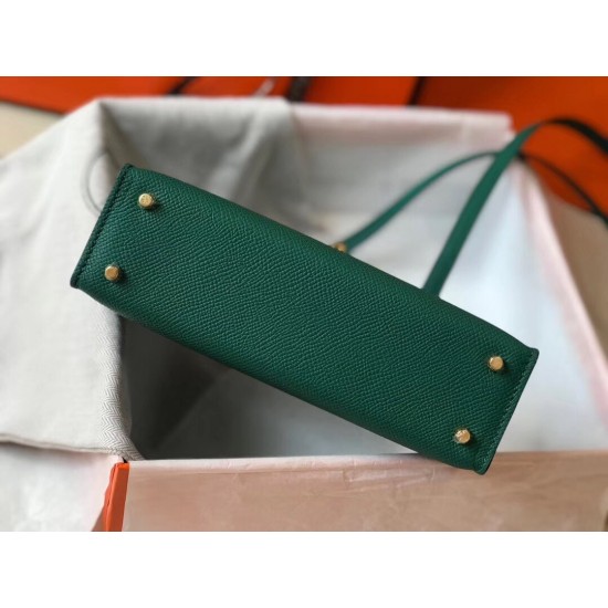 Hermes Kelly Mini II Bag In Malachite Epsom Leather