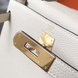 Hermes Kelly 32cm Retourne Bag In Beton Clemence Leather