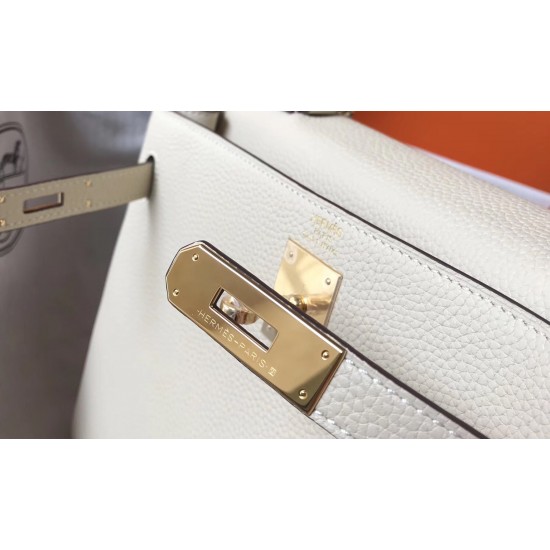 Hermes Kelly 32cm Retourne Bag In Beton Clemence Leather