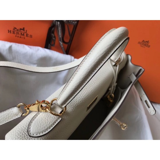 Hermes Kelly 32cm Retourne Bag In Beton Clemence Leather