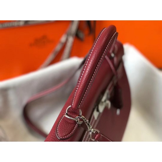 Hermes Kelly 32cm Retourne Bag In Bordeaux Clemence Leather