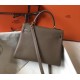 Hermes Kelly 32cm Retourne Bag In Taupe Clemence Leather