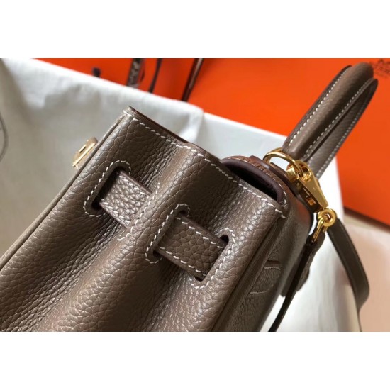 Hermes Kelly 32cm Retourne Bag In Taupe Clemence Leather