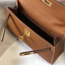 Hermes Kelly Mini II Bag In Gold Epsom Leather