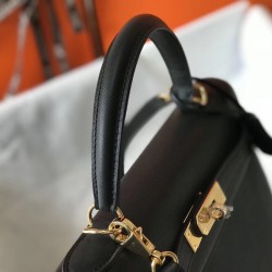 Hermes Kelly 32cm Sellier Bag In Black Epsom Leather