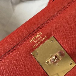 Hermes Kelly 32cm Sellier Bag In Red Epsom Leather