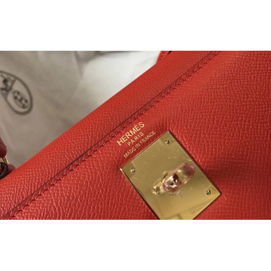 Hermes Kelly 32cm Sellier Bag In Red Epsom Leather