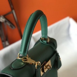 Hermes Kelly 32cm Sellier Bag In Malachite Epsom Leather