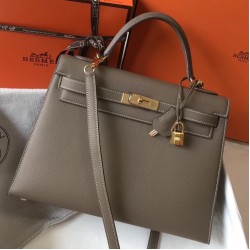 Hermes Kelly 32cm Sellier Bag In Taupe Epsom Leather