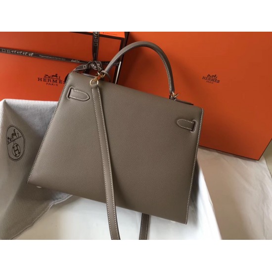 Hermes Kelly 32cm Sellier Bag In Taupe Epsom Leather