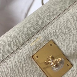 Hermes Kelly 32cm Sellier Bag In White Epsom Leather