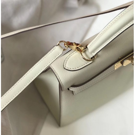 Hermes Kelly 32cm Sellier Bag In White Epsom Leather