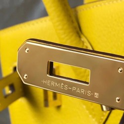 Hermes Birkin 30cm Bag In Yellow Clemence Leather