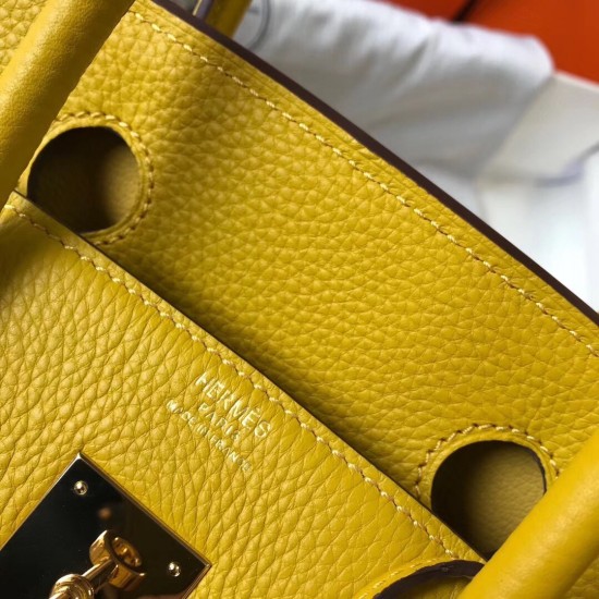 Hermes Birkin 30cm Bag In Yellow Clemence Leather