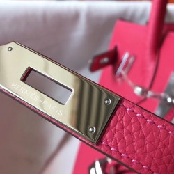 Hermes Birkin 30cm Bag In Rose Red Clemence Leather