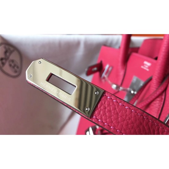 Hermes Birkin 30cm Bag In Rose Red Clemence Leather