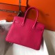 Hermes Birkin 30cm Bag In Rose Red Clemence Leather