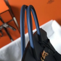 Hermes Birkin 30cm Bag In Blue Agate Clemence Leather