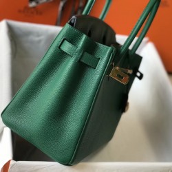 Hermes Birkin 30cm Bag In Malachite Clemence Leather