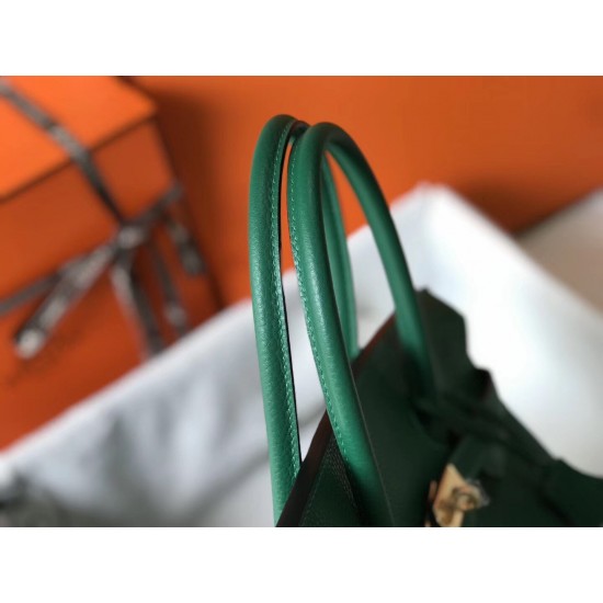 Hermes Birkin 30cm Bag In Malachite Clemence Leather