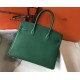 Hermes Birkin 30cm Bag In Malachite Clemence Leather