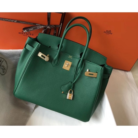 Hermes Birkin 30cm Bag In Malachite Clemence Leather