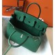 Hermes Birkin 30cm Bag In Malachite Clemence Leather