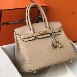 Hermes Birkin 30cm Bag In Argile Clemence Leather